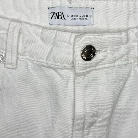 Zara Straight Leg White Jeans Size 14 - Picture 3 of 6